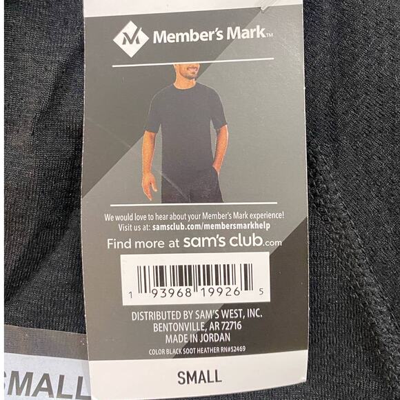 Member's Mark Men Work It Out Tee Black Soot Heather Small - Picture 5 of 5
